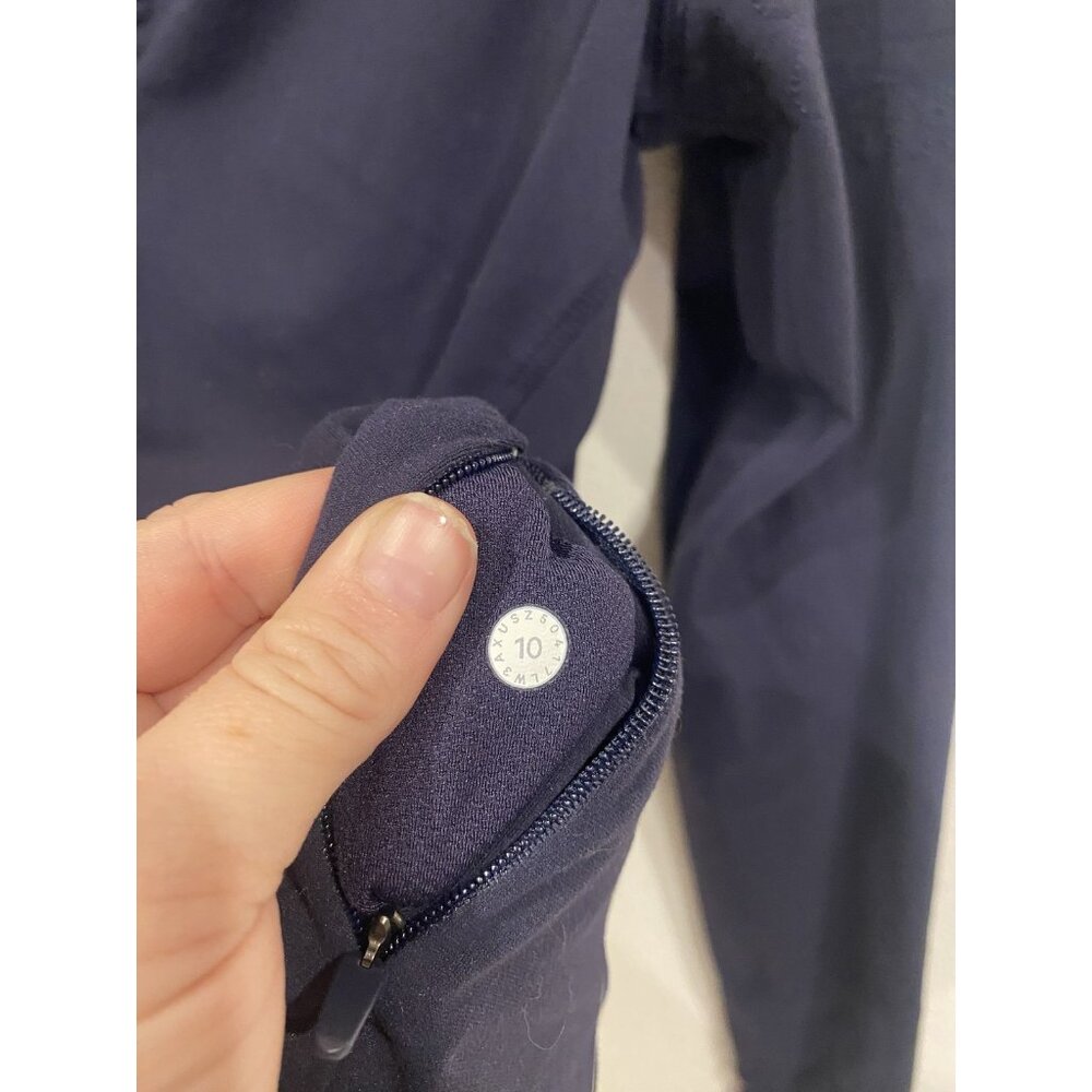 Lululemon Shirt Womens 10 Blue Mock Neck 1/4 Zip Textured Sleeve Athletic Gym - Picture 3 of 5